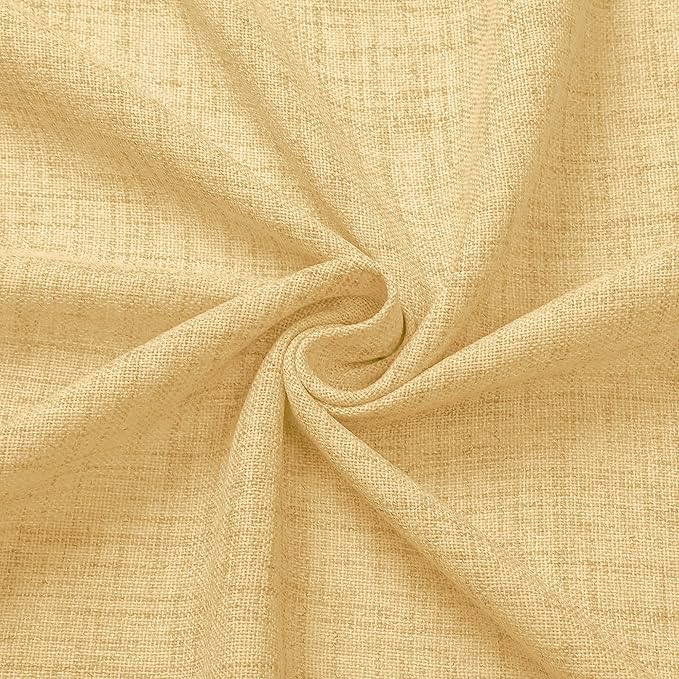 Tollpiz Short Linen Curtains Living Room Rod Pocket Semi Sheer Curtain Burlap Light Filtering Thick Linen Drapes for Bedroom, 54 x 54 inches Long, Beige, Set of 2 Panels