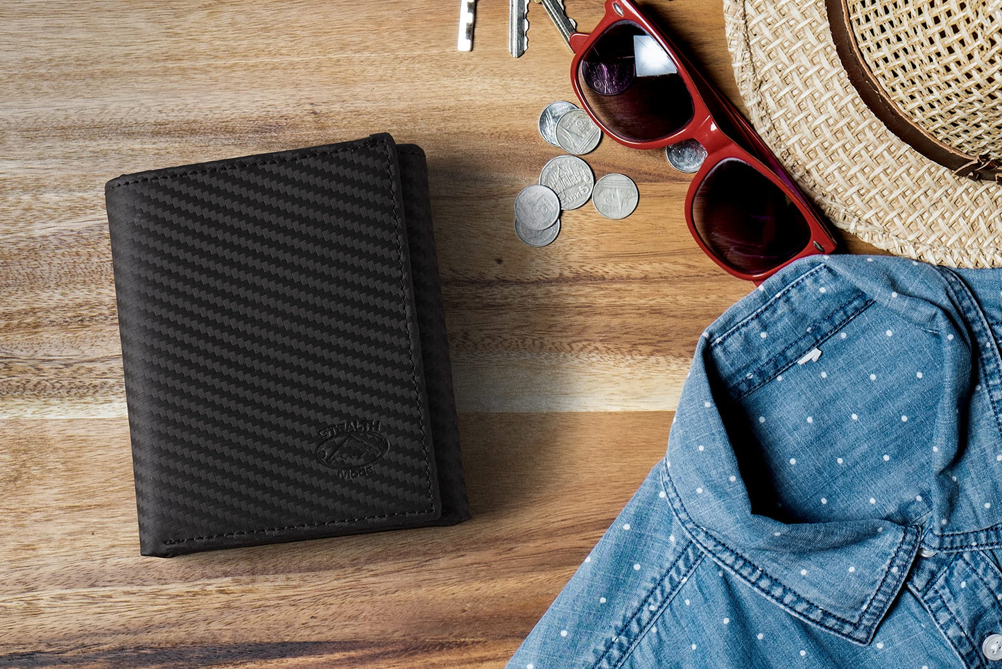 Stealth Mode Trifold Wallet for Men RFID Blocking – Genuine Napa Leather Extra Capacity Mens Wallet, 11 Card Slots, 3 ID Windows, Flip Out ID Holder, Large Tri Fold Leather Wallet for Men - Gift Ready