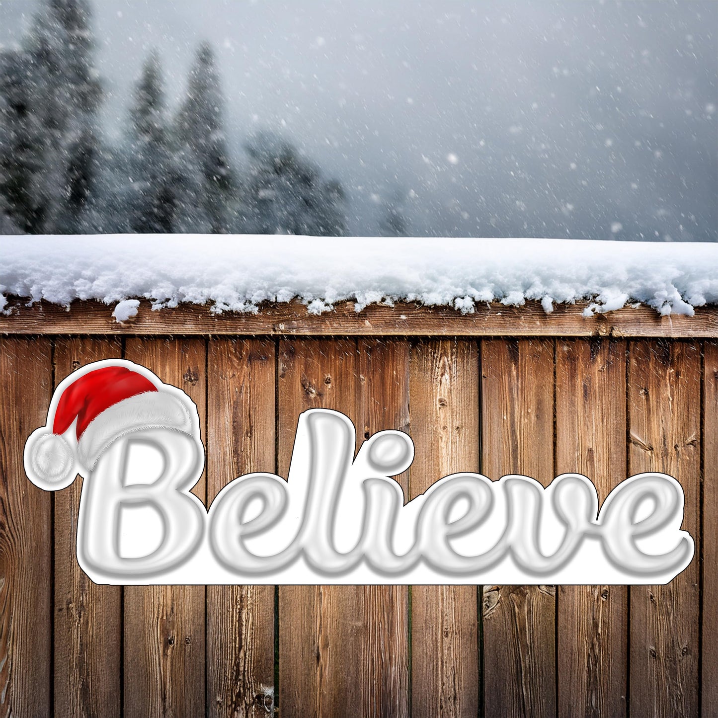 Large Believe Die Cut Christmas Classic Yard Sign for Home Decor and Lawn Decoration With Stakes, Merry Christmas Sign