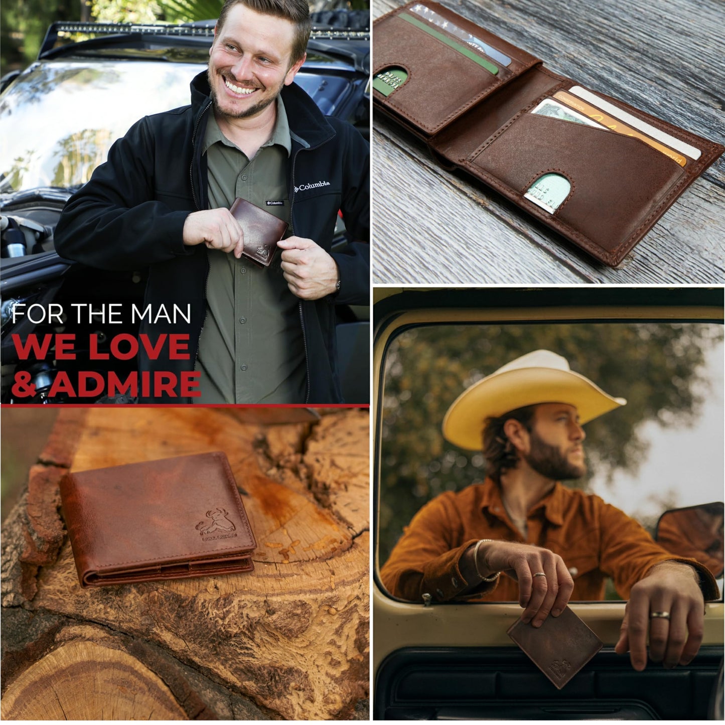 BULL GUARD Mens RFID Blocking Bifold Wallet Soft Genuine Leather Brown Western | Secure and Durable Extra Capacity Billfold with 11 Credit Cards, Flip Up ID