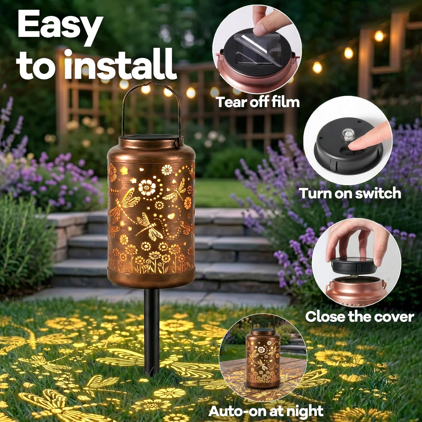 Dragonfly Solar Lanterns Outdoor Waterproof with Ground Stake - Unique Gifts for Women Mom Grandma,Birthday Gifts for Women,House Warming Gift New Home - for Garden Patio Yard Porch Lawn