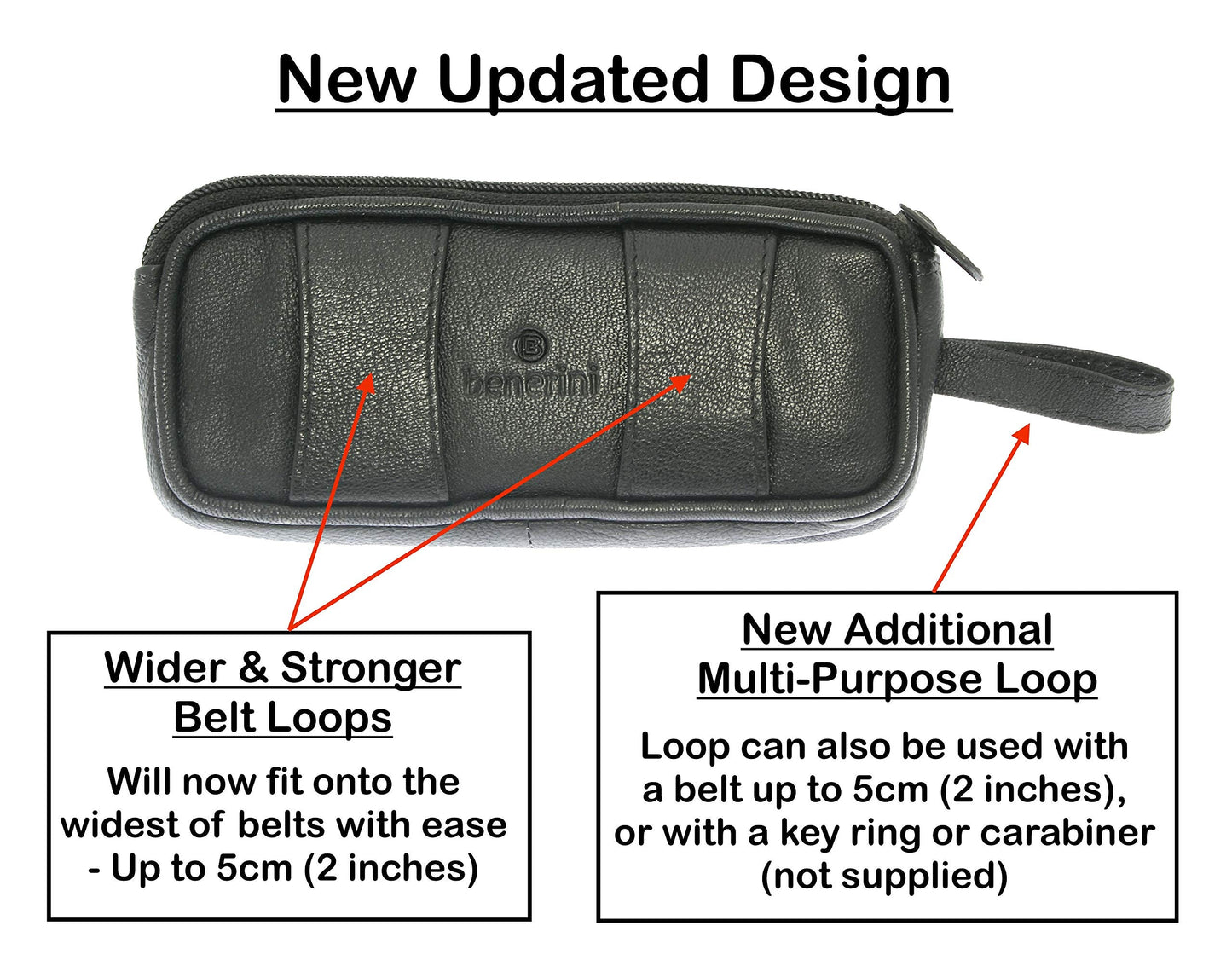 Soft Black Goat Leather Double Spectacle Glasses Case with Belt Loops/Key Ring Loop