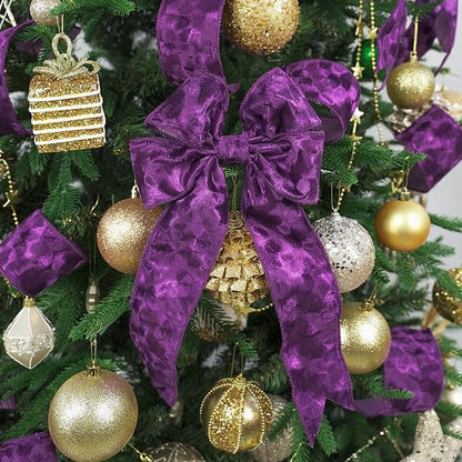 MEEDEE Purple Velvet 2.5 Inch Wired Ribbon - Crushed Velvet Christmas Ribbon, 10 Yards for Tree Decoration, Wreaths, Crafts