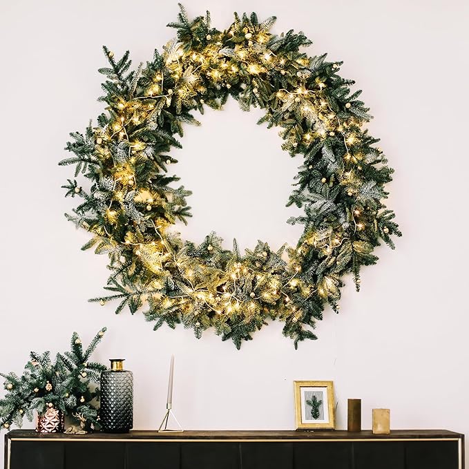 Fovths 24 Pieces Metal Christmas Wire Wreath Frame 24 Inch Green Wreath Ring with Floral Wire Form Front Door Garland Frame for Christmas Wedding Home DIY Crafts Supplies