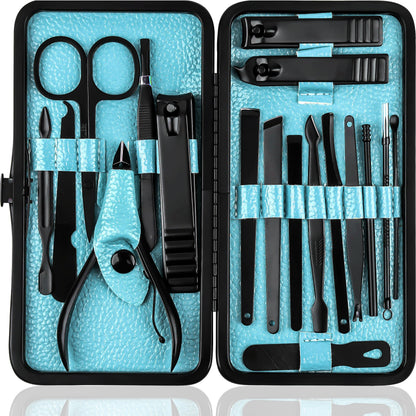 Utopia Care Nail Clippers Professional Nail Kit or Manicure Kit for Women and Men, Stocking Stuffers or Groomsmen Gifts 16Pcs Pedicure Set for Fingernail, Toenail Clippers with Travel Case
