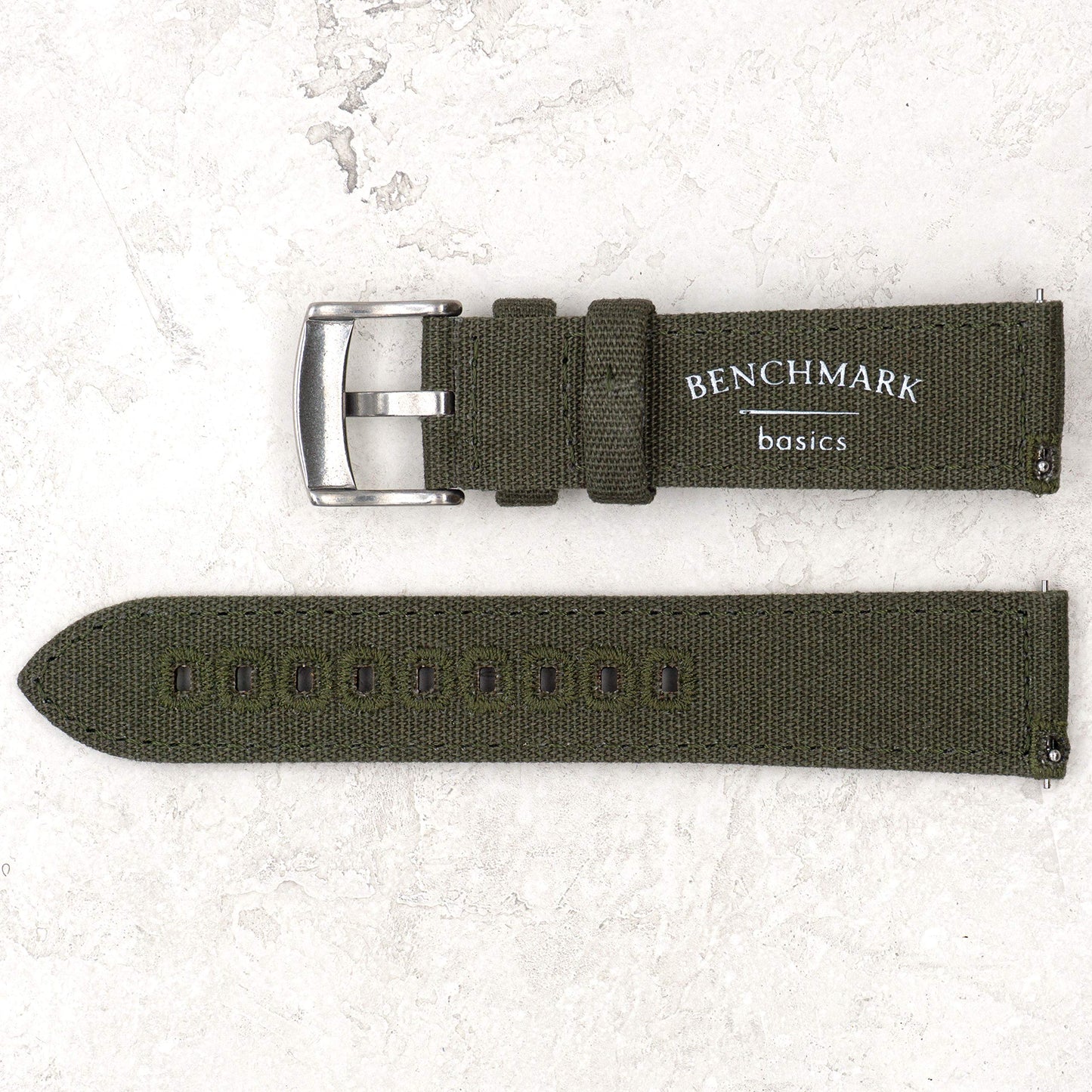 Benchmark Canvas Watch Band - Quick Release Cotton Fabric Watch Straps for Men & Women (22mm, Army Green)