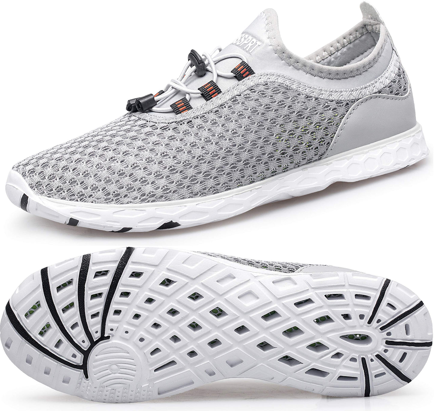 DOUSSPRT Men's Water Shoes Quick Drying Sports Aqua Shoes Grey Size 11