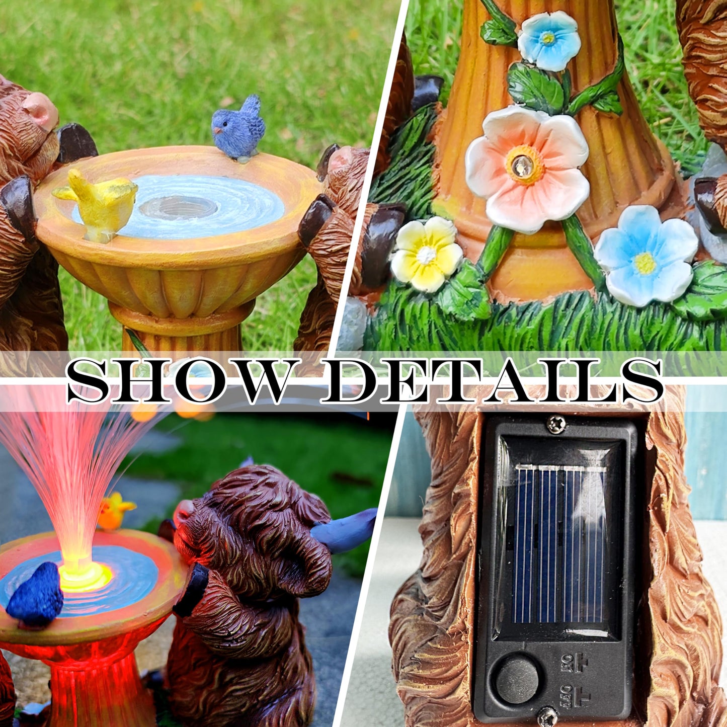 RCTTICUU Solar Highland Cow Garden Decor -Resin Highland Cows Figurines Lights and Colour Changing Optical Fiber with Solar LED Lights,Outdoor Statues Decoration for Patio Yard Lawn