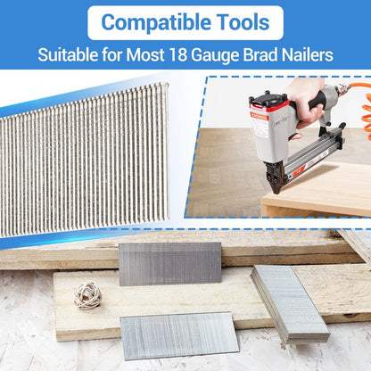 meite 18 Gauge Brad Nails, 1 Inch 18GA Brad Nails, 18G 304 Stainless Steel Small Finishing Nail Gun Nails for Pneumatic, Electric Brad Nailer Gun (5 Boxes)