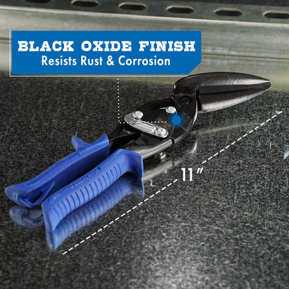 MIDWEST Blackout Power Cutters Long Cut Snip - Straight Cut Offset Tinner Shears, Made In the USA - MWT-6516O