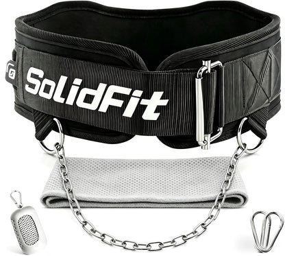 SolidFit Fitness Dip Weight Belt with Chain for Weight Lifting,Self-Locking Belt Weightlifting Squat Belts for Men,Supports 350lbs Pull Up Weight Belt,Deadlift Belt Gym Train,Workout Weights for Women