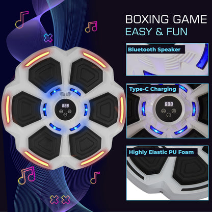 PHYLOKS™ Music Boxing Machine with Gloves, 9 Speeds & 9 Modes, Bring The Boxing Arena Home with Smart Reflex Lights, Music Punching Trainer for Home Fitness & Fun