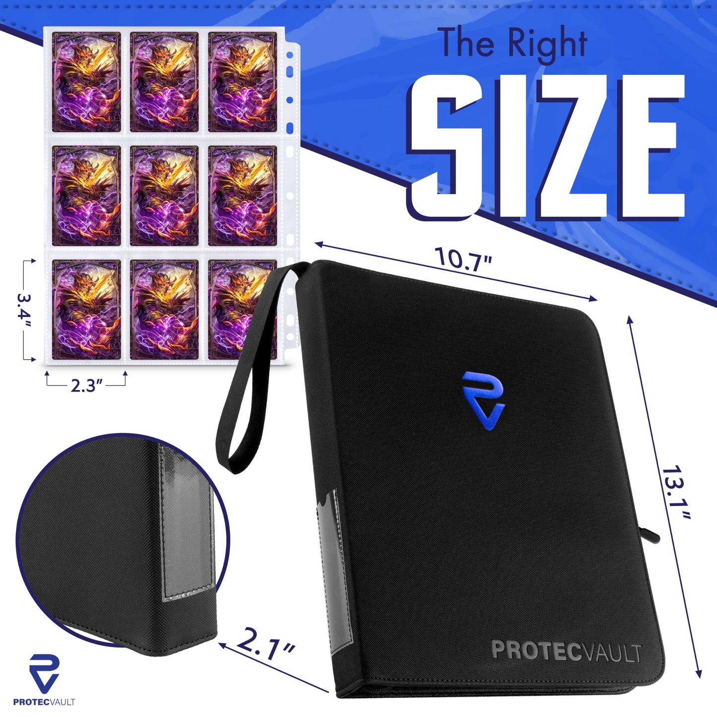 Pokemon Card Binder 900 Pocket with Magnifying Glass - Trading Card Storage Album Zipper 3 Ring for MTG Sports Cards TCG - Premium Red Holder Organizer