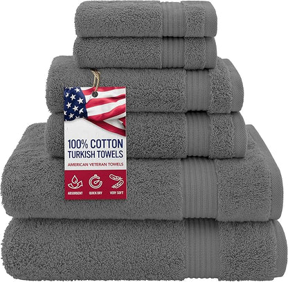 Hotel & Spa Quality Super Absorbent & Soft, 6 Piece Turkish Towel Set