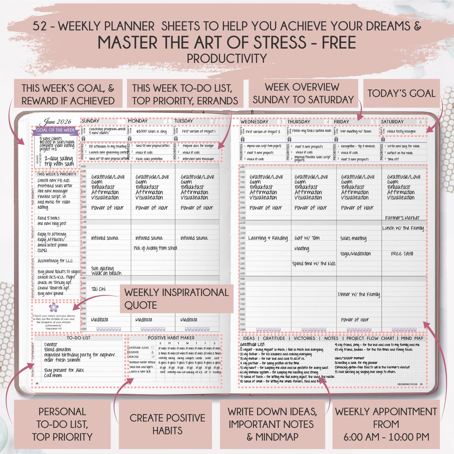 Law of Attraction Planner 2026 Deluxe with Productivity App | Weekly & Monthly Goal-Setting Planner, Life & Gratitude Journal | Include Foldable Vision Board, Gift Box & Stickers