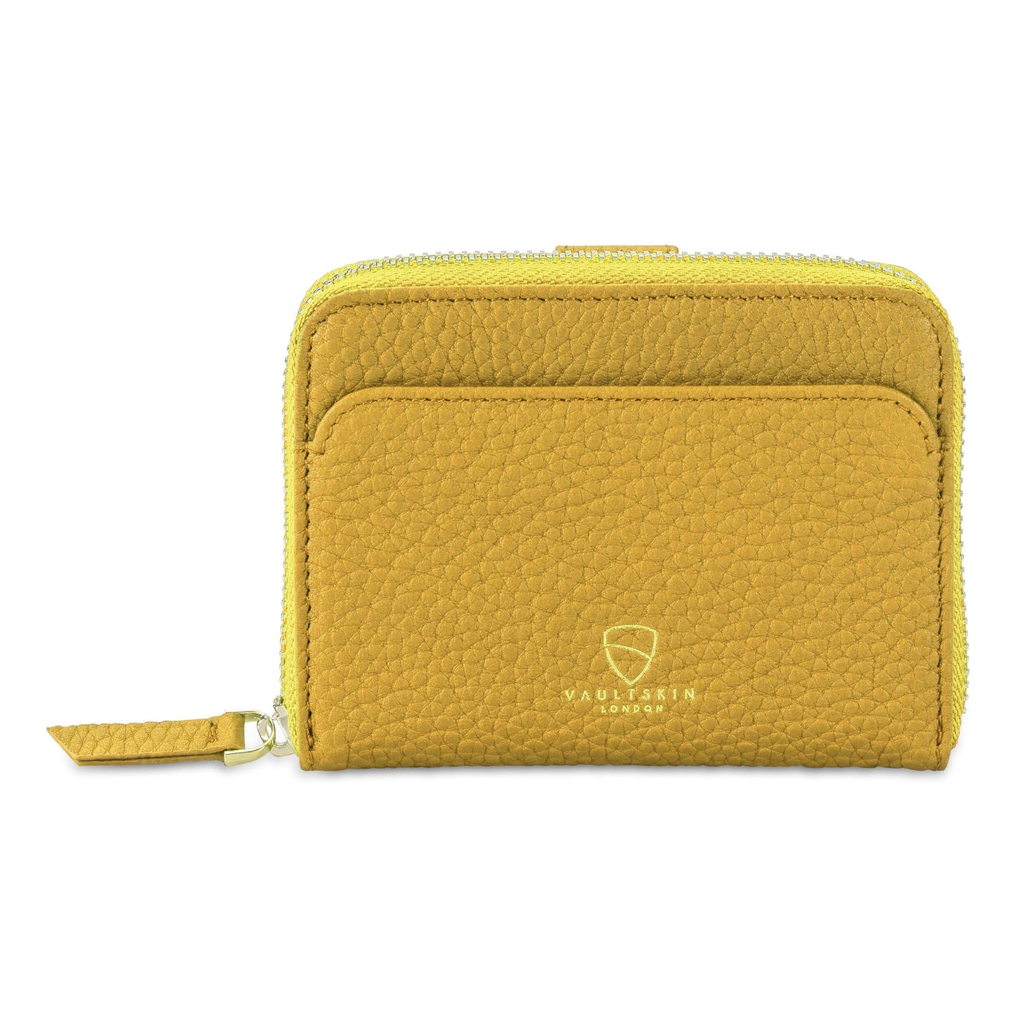 Vaultskin Small Wallet for Women, Leather Card Holder with RFID Blocking with Zipper Coin Pocket, Cash Pocket - Minimalist Wallet Women Slim Design for Everyday Use (Yellow, Belgravia)