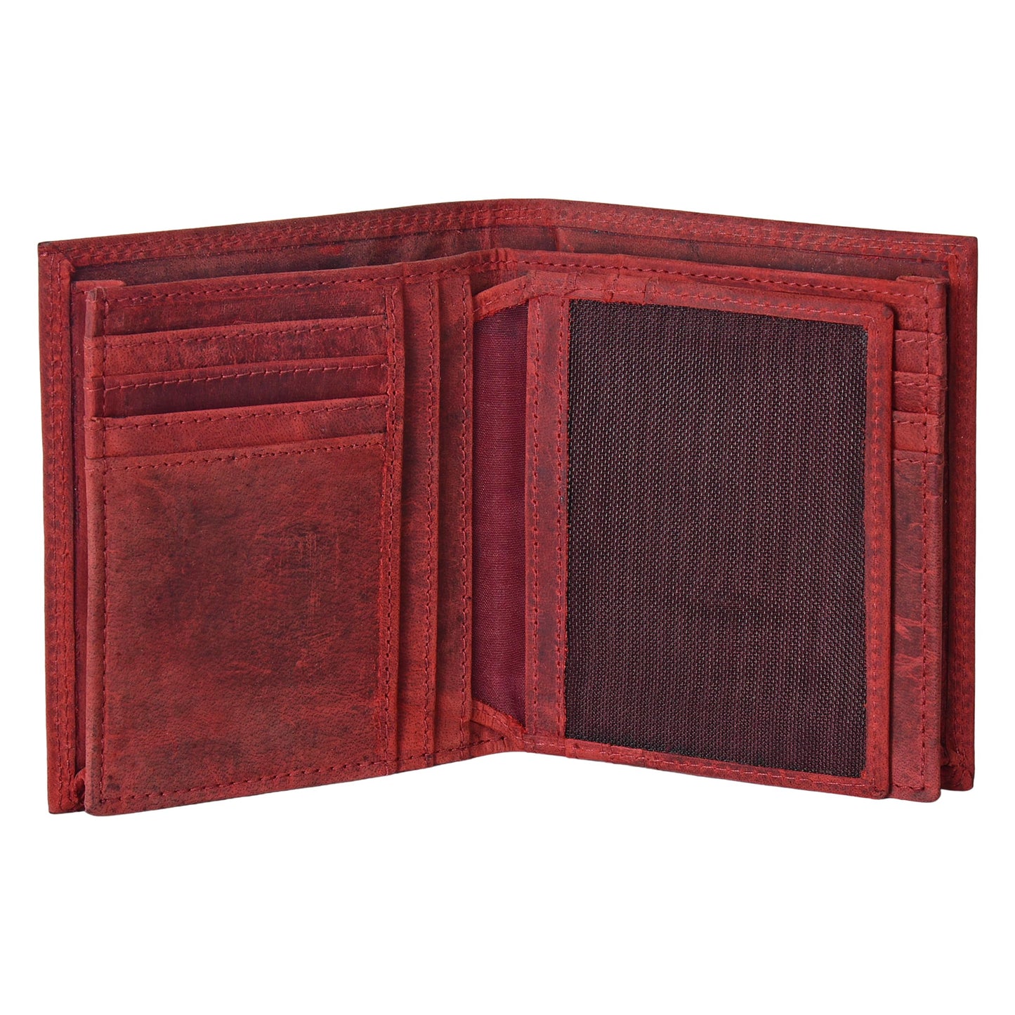 ASAD Genuine Leather Wallet for Men & Women | Compact & Spacious with 18 Card Slots, Expandable Currency Compartment & ID Window | Double-Stitched, RFID Blocking | Bordo Crazy Horse American Flag