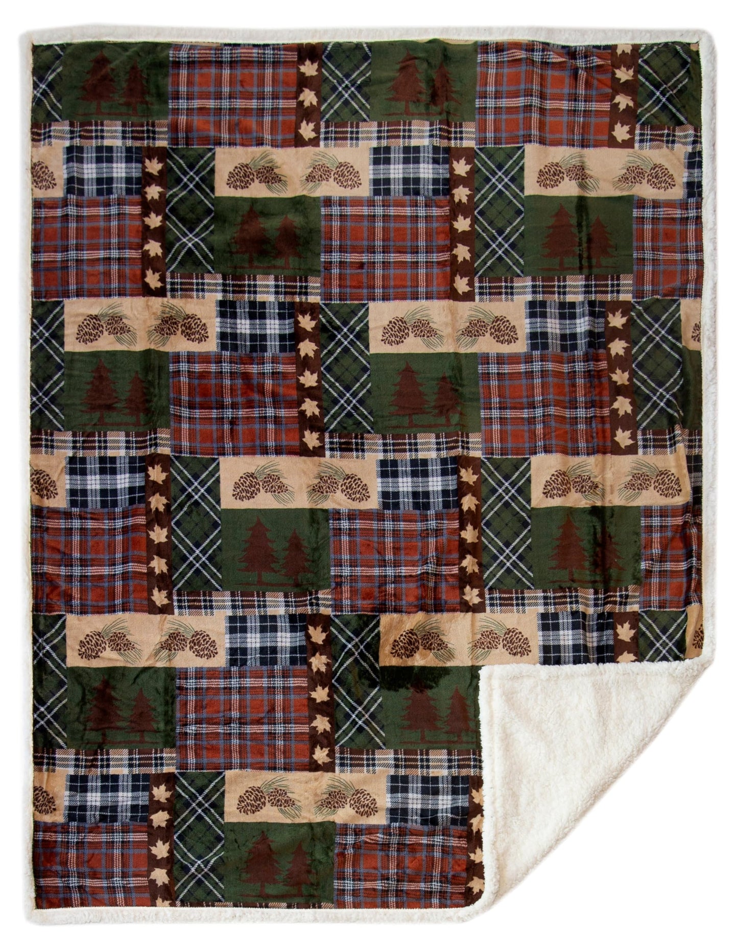 Carstens, Inc. Ultra Premium Super Soft Plush Sherpa Fleece Oversized Throw Blanket 54" x 68", Tree Plaid