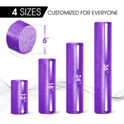 Yes4All High-Density EPP Round Back Roller Foam, Exercise Foam Roller for Yoga, Pilates & Stretching - 12, 18, 24, 36 inch