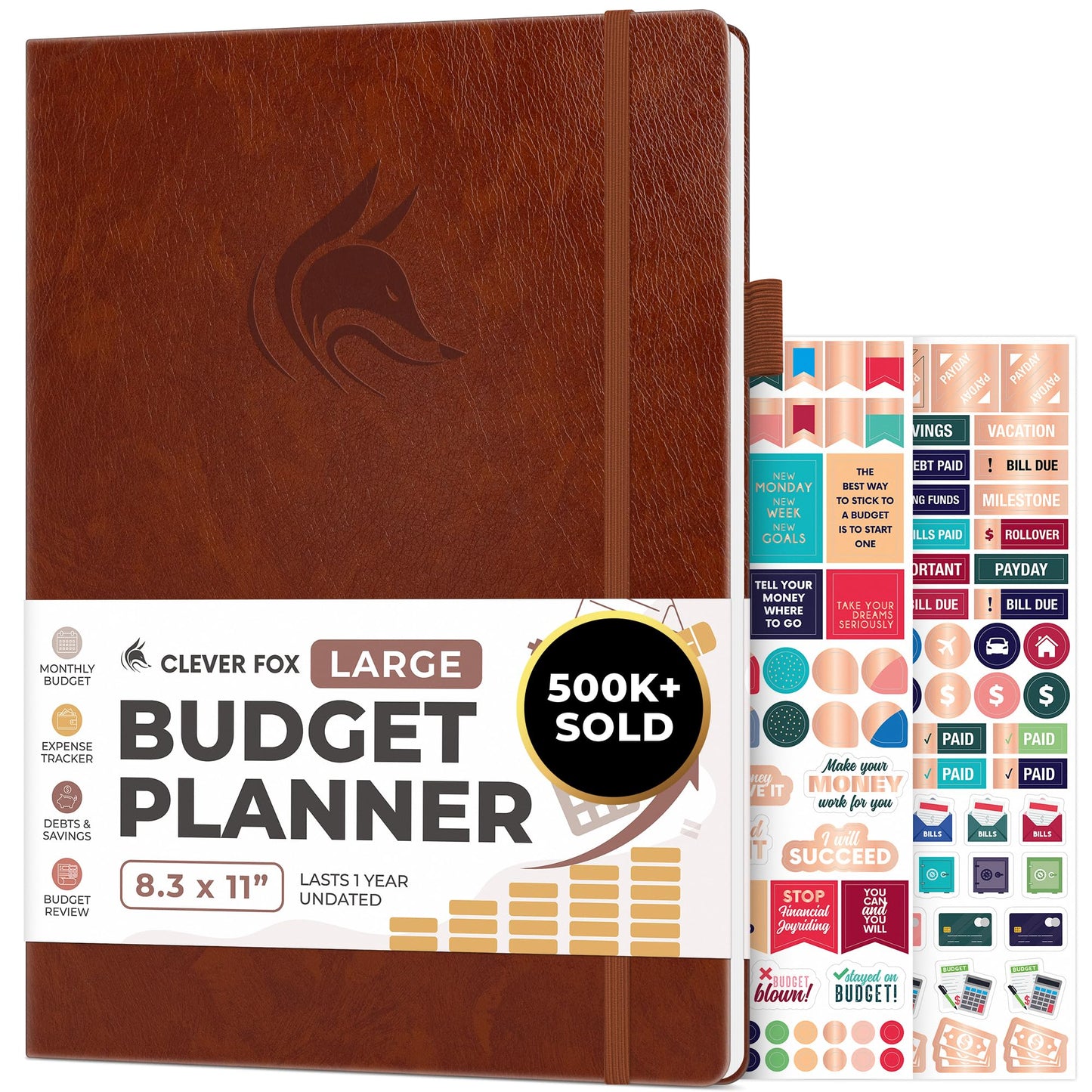 Clever Fox Budget Planner Large – Expense Tracker Notebook. Monthly Budgeting & Bill Organizer, Finance Logbook & Accounts Book, A4 (Brown)
