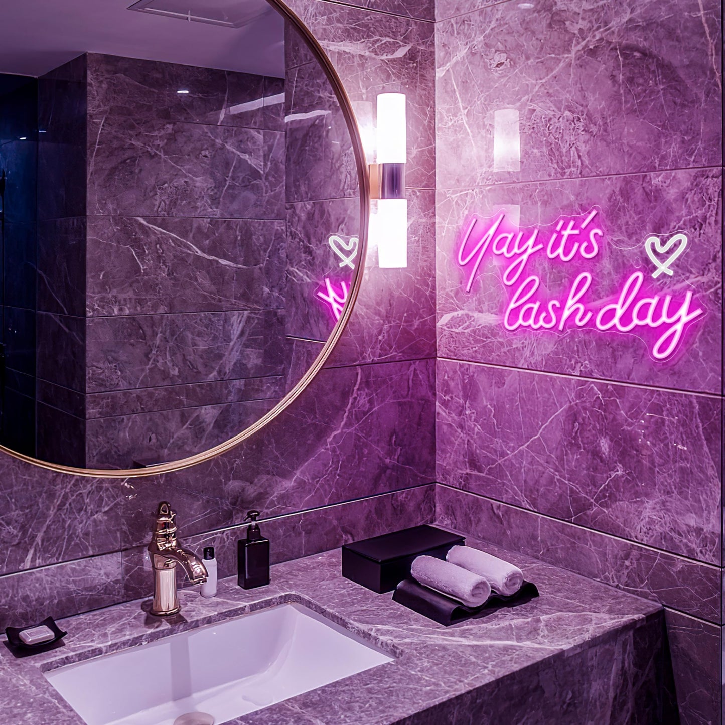 Kavaas Yay It's Lash Day Neon Sign - Lash Neon Sign for Lash Room Decor | Lash LED Light Sign for Lash Salon, Beauty Room, Nails Hair Bar - Great Gifts for Lash Techs Girls, Christmas, Birthday