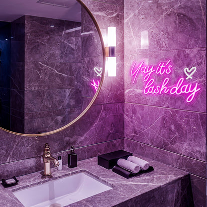 Kavaas Yay It's Lash Day Neon Sign - Lash Neon Sign for Lash Room Decor | Lash LED Light Sign for Lash Salon, Beauty Room, Nails Hair Bar - Great Gifts for Lash Techs Girls, Christmas, Birthday