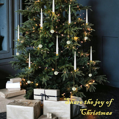 JOIONE Flameless Christmas Tree Candles with Remote, 12 Pack Battery Operated LED Candles for Christmas Tree Flickering Flame for Xmas Indoor Decor - Clear Crystal Ball