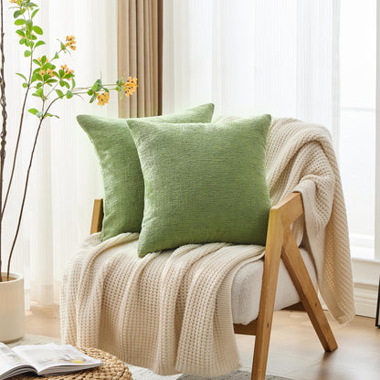 GAWAMAY Set of 2 Soft Textured Chenille Throw Pillow Covers 18x18 Inch (45x45 CM), Decorative Pillowcases Cushion Covers for Farmhouse Home Decor, Couch Living Room Sofa Bedroom Chair, Sage Green