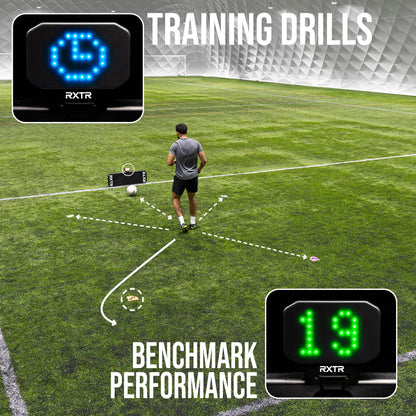 RXTR PRO Coach Soccer Training System - Smart Reaction Light & Soccer Rebound Board with Real-Time Scoring, 17 Pre-Programmed Drills, App-Free Training for All Skill Levels