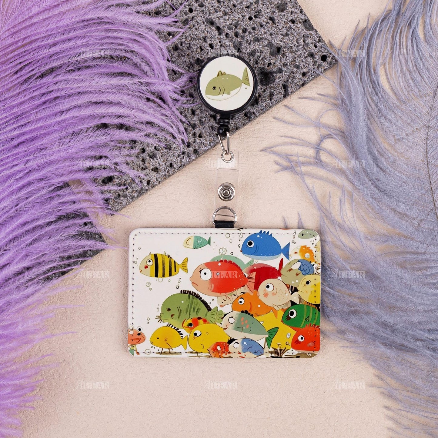 AUEAR, 4 Pack Sublimation Leather ID Name Card Badge Holder with Retractable Badge Reel for Office Business