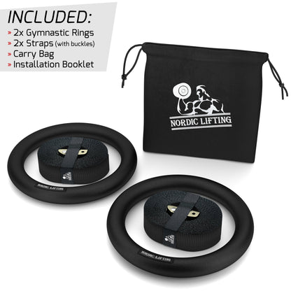 Nordic Lifting Gymnastic Rings with Straps – Heavy Duty Rings for Crossfit, Gymnastics, and Strength Training – Olympic Home Gym Equipment
