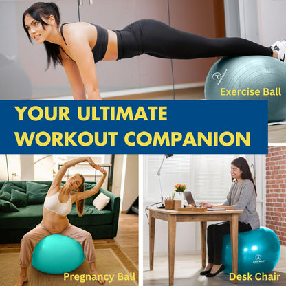 ProBody Pilates Yoga Ball - Fresh Colors Exercise Ball for Stability, Pregnancy, Workout, Physical Therapy & Birthing, Balance Ball Chair (Slate, 65 cm)