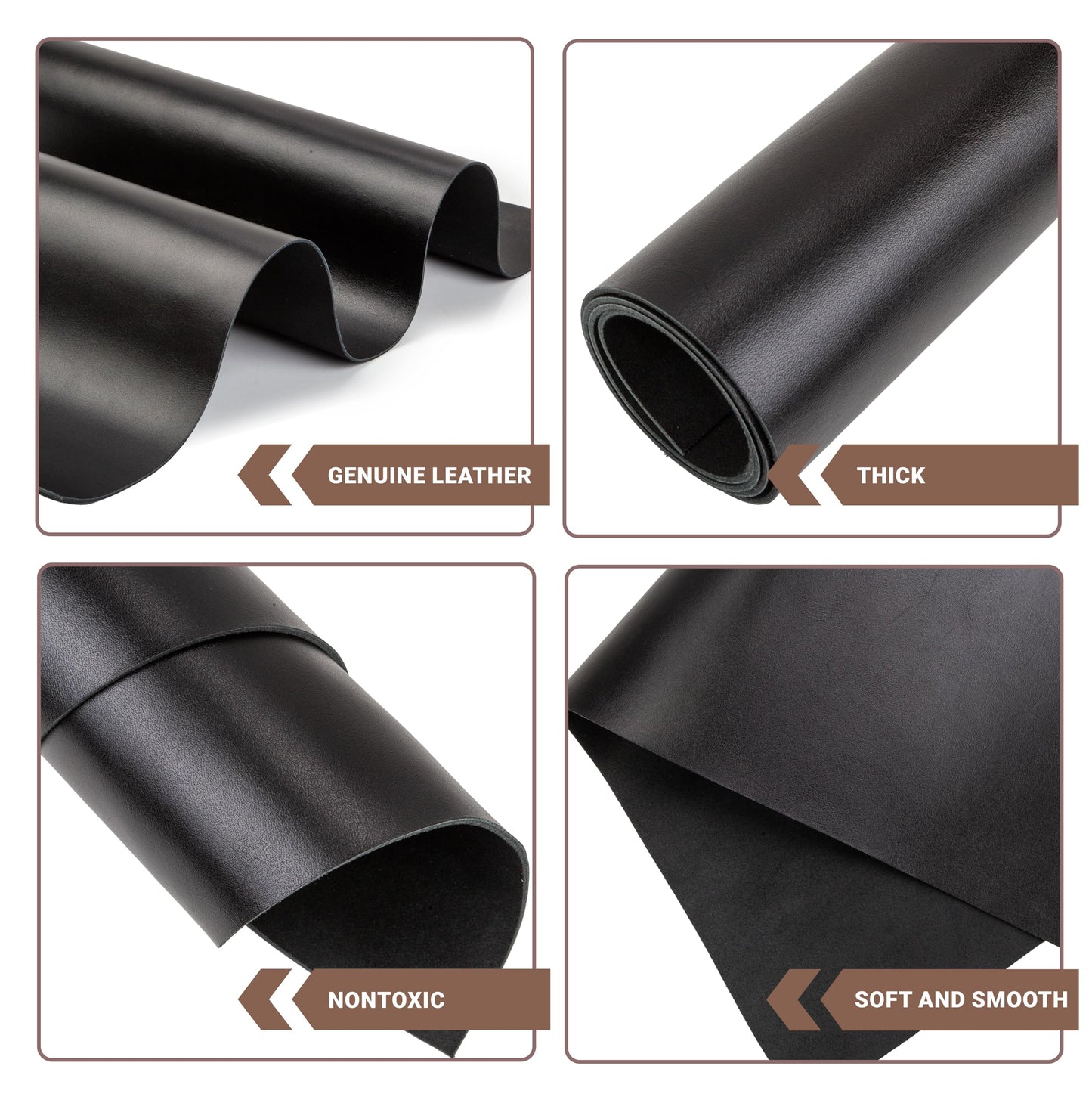 Shkira 12''X24'' Tooling Leather Square - 2.0MM Black Sheets for Crafts - Leather Sheets for Crafts Tooling Sewing Hobby - Thick Cowhide Pieces - Fabric for Crafting
