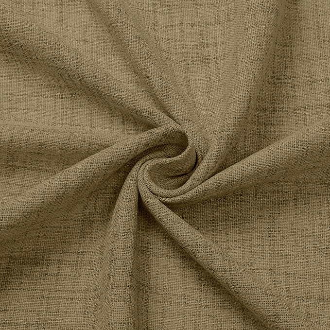 Tollpiz Linen Curtain Bedroom Rod Pocket Semi Sheer Curtains Burlap Light Filtering Thick Linen Drape for Living Room, 38 x 84 inches Long, Taupe, Set of 2 Panels