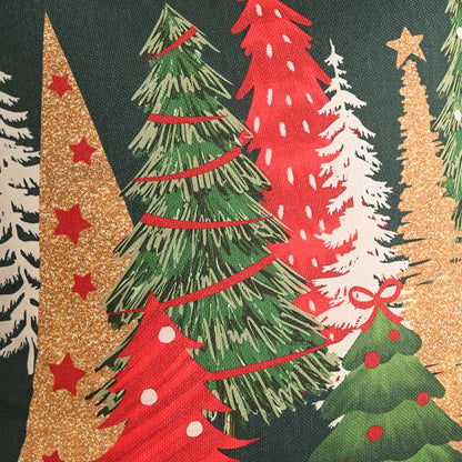 FUTEI Decorative Christmas Tree Pillow Covers 18x18 Inch Set of 2,Christmas Green Linen Cushion Cases, Winter Christmas Throw Pillows for Sofa Couch Bed Living Room
