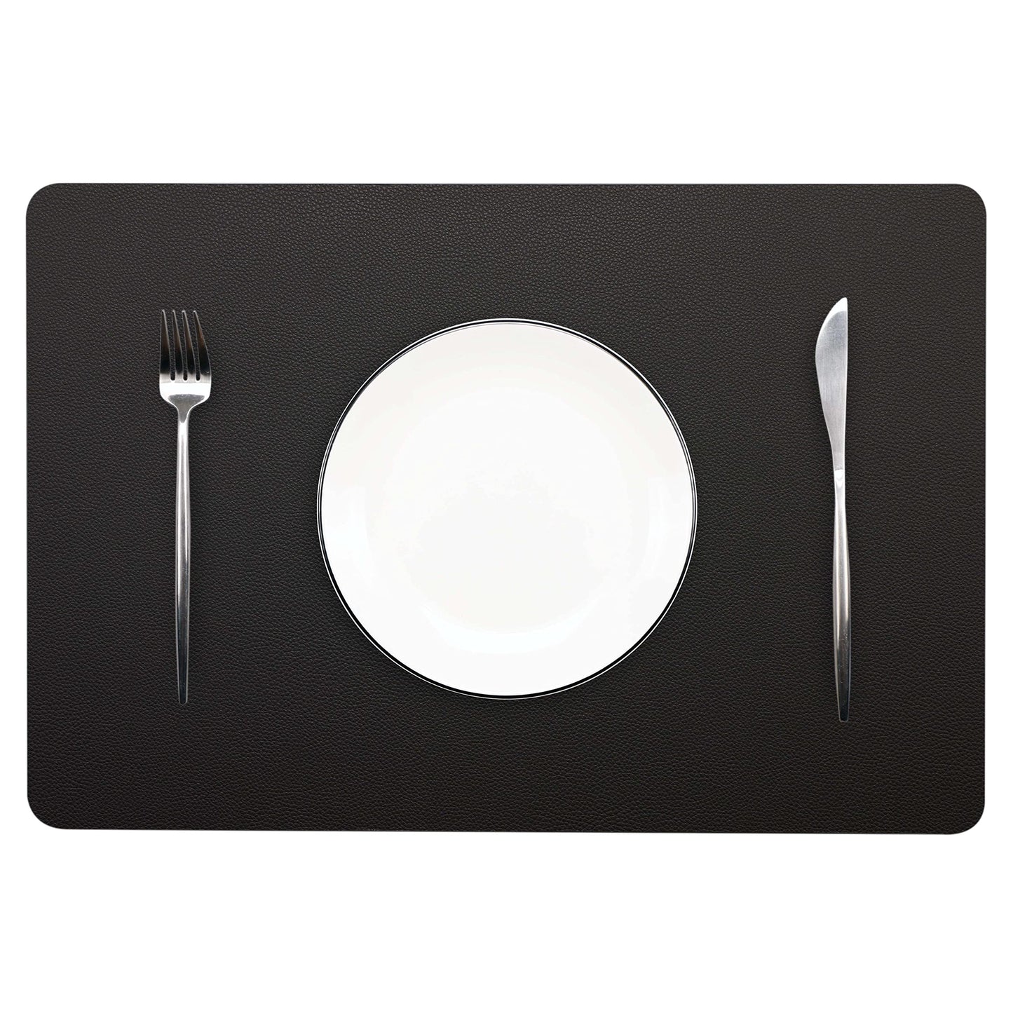 Wipeable Placemats Leather Table Mats Waterproof Heat-Resistant Easy to Clean for Dining Table Set Kitchen Table (6, Black)
