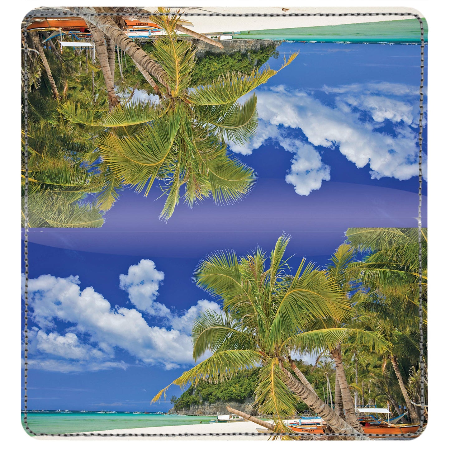 CAROUSELCHECKS Beachfront Views Personal Leather Checkbook Cover for Top Tear Personal Checks