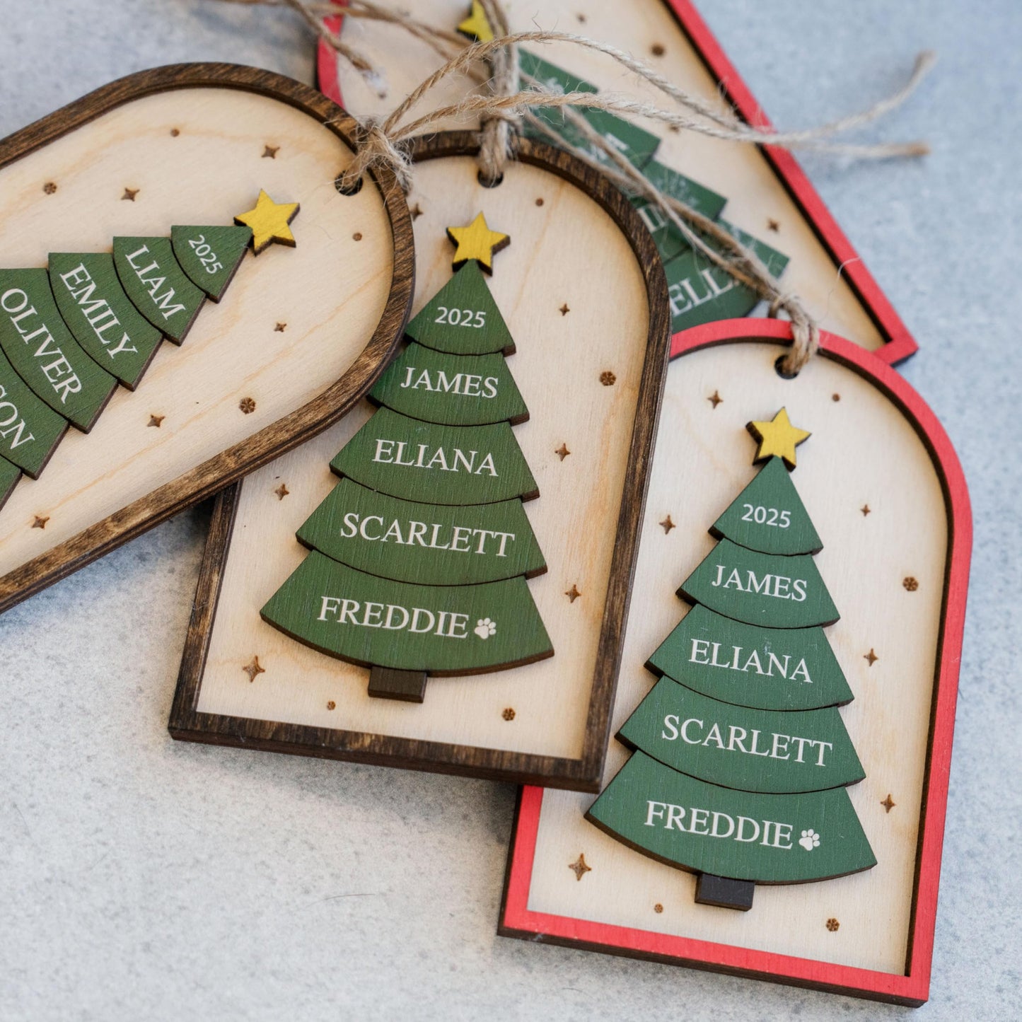 Family Christmas Ornament - 2025 Personalized 3D Ornament with Names