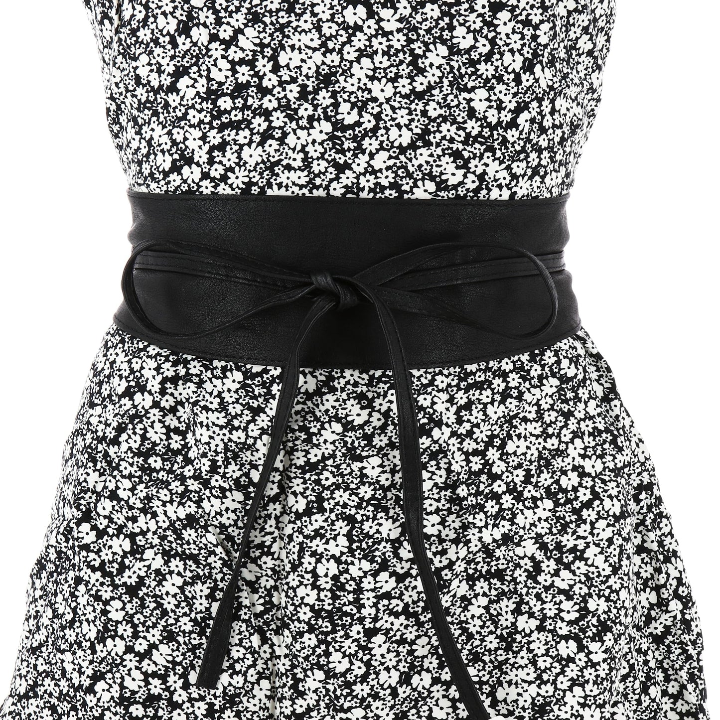 FASHIONGEN Obi Belt for Women – Wide Waist Belt in Faux Leather, MICA - Black, Large/X-large