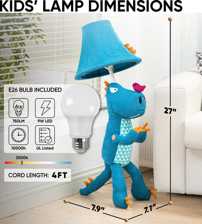 Dinosaur Kids Lamp for Boys Bedroom - 27", Boys Lamp for Kids Room - Cute Christmas Gifts, Birthday Gifts for All Ages: Toddler Girls, Children, Grandkids 3 4 5 and Up Years Old, Sister, Brother