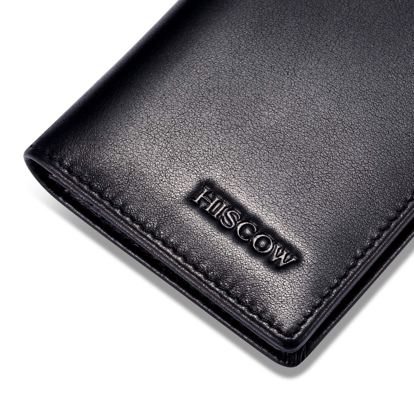 HISCOW Leather Business Card Case Holder for Men & Women, Italian Calfskin (Black)
