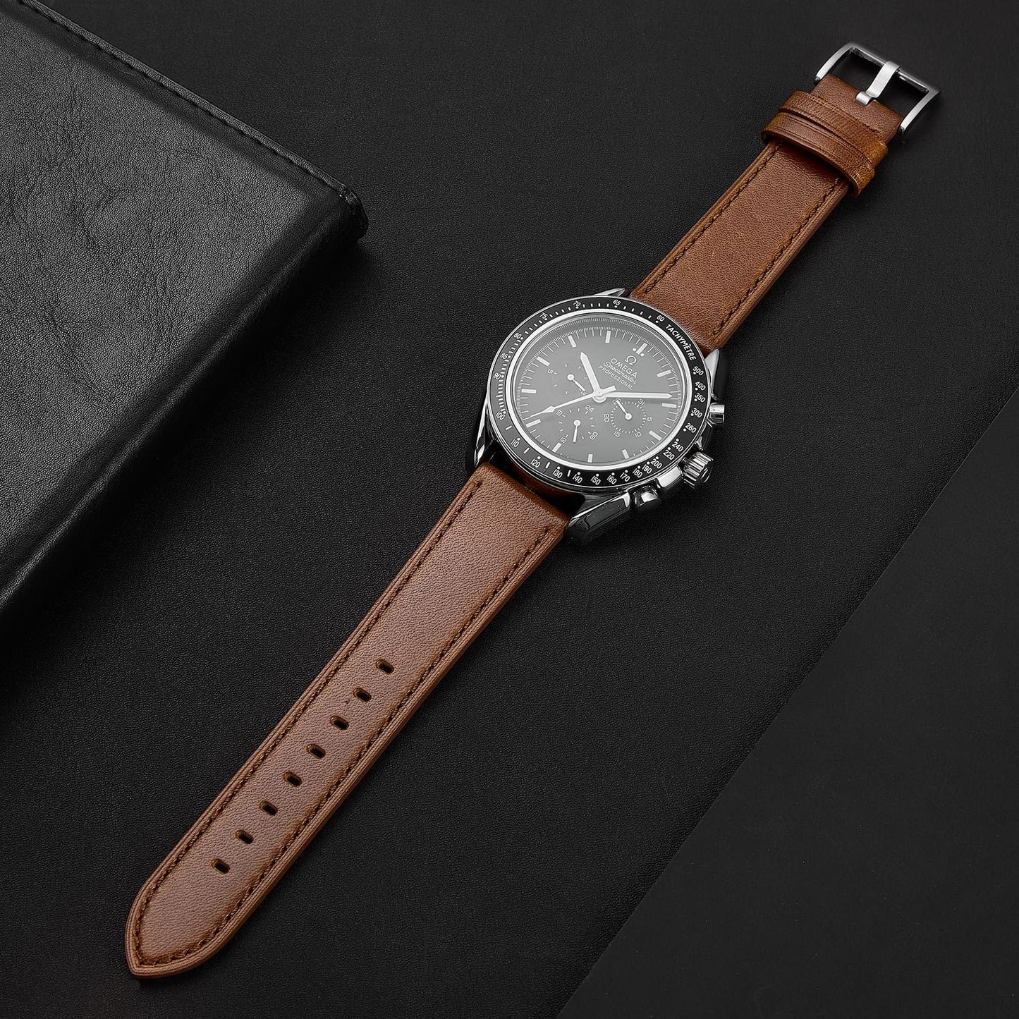 Afany Leather Watch Band 20mm, Quick Release Replacement Watch Strap, Brown for Men Women