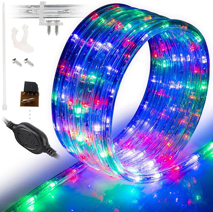 WYZworks 108LEDs 10ft LED Outside Rope Lights, Outdoor ETL Certified Waterproof Permanent 360 Degree Light Emitting, Flexible Tube, Connectable, Christmas Palm Tree Exterior Landscape, Colorful