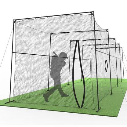 Murray Sporting Goods Baseball/Softball Batting Cage 40 ft - Black Steel Metal Frame with 60-Ply Net | Net Includes 7 ft Entrance Door and 4 ft Pitching Machine Hole