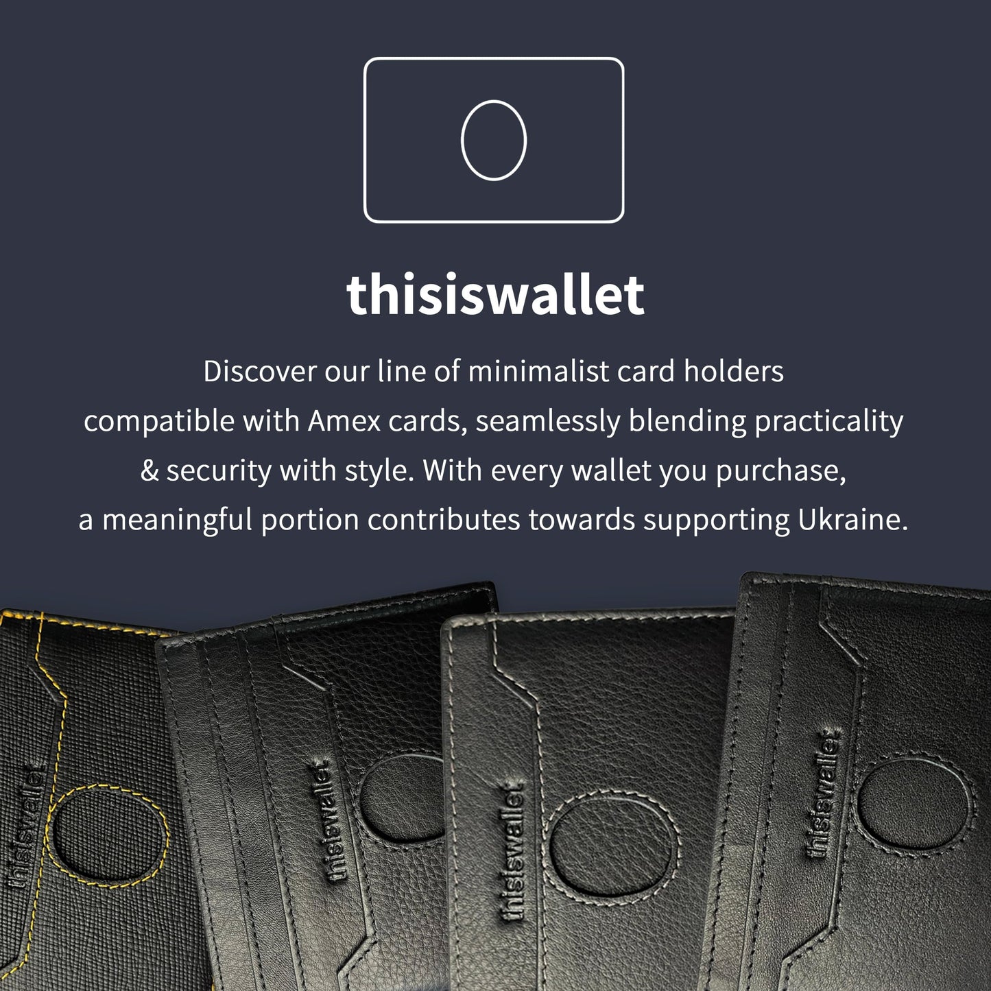 thisiswallet 2 Card Minimalist Wallet for Men & Women - Genuine Leather Ultra Thin Black Credit Card Holder - Compatible with American Express Platinum