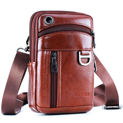 Leather Cell Phone Wallet Shoulder Holster,Hip Bum Pack Pouch Belt Pouch Bolso para Hombre Crossbody Bag for Men with Card Slots Compatible with iPhone (Brown)