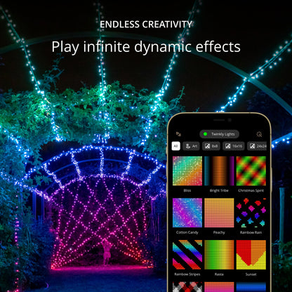 Twinkly Strings 400 LED RGB+White, LED Light String, in- and Outdoor Smart Multicolor LED Lights, Mappable LEDs, Compatible with Alexa, and Google Home, IP44, Green Wire, 105ft