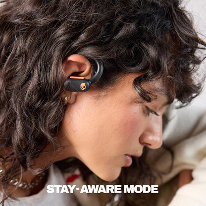 Skullcandy Push ANC Active Wireless Earbuds, Bluetooth Headphones, Noise Cancelling, 58 Hours Battery, Secure-Fit Over-Ear Hanger, Sweat and Waterproof, Microphone for iPhone Android - Black/Orange