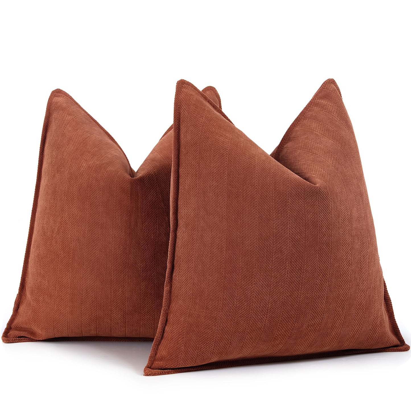 ZWJD Rust Throw Pillow Covers 18x18 Set of 2 Chenille Fall Pillow Covers with Elegant Design Soft and Luxurious Decorative Throw Pillows for Couch, Bed, and Home Decor