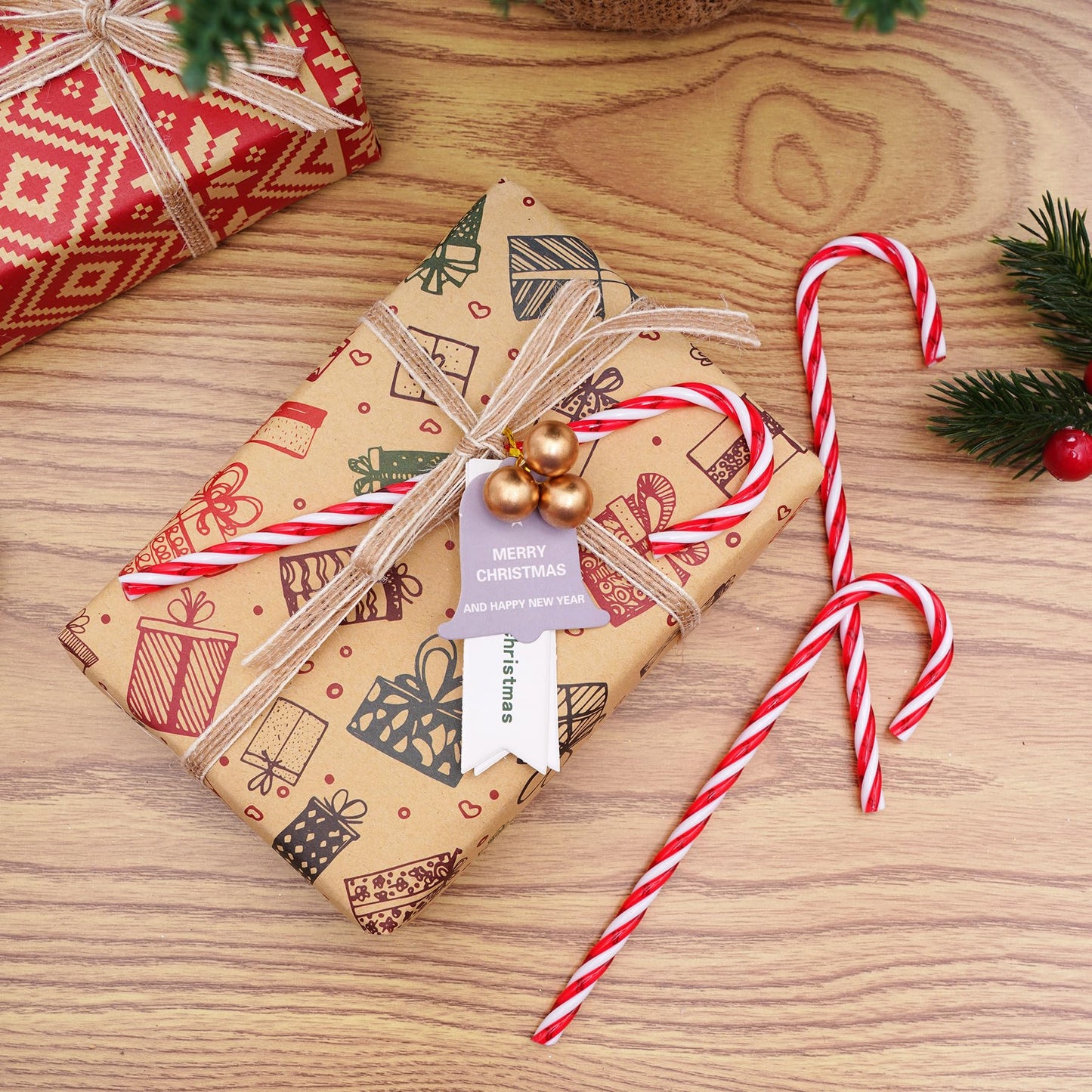 Jmkcoz 100 Pcs Christmas Plastic Candy Cane Christmas Tree Hanging Ornament Twisted Crutch Candy Canes for Xmas Gift Holiday Decoration Party Favor (100, Red and White)